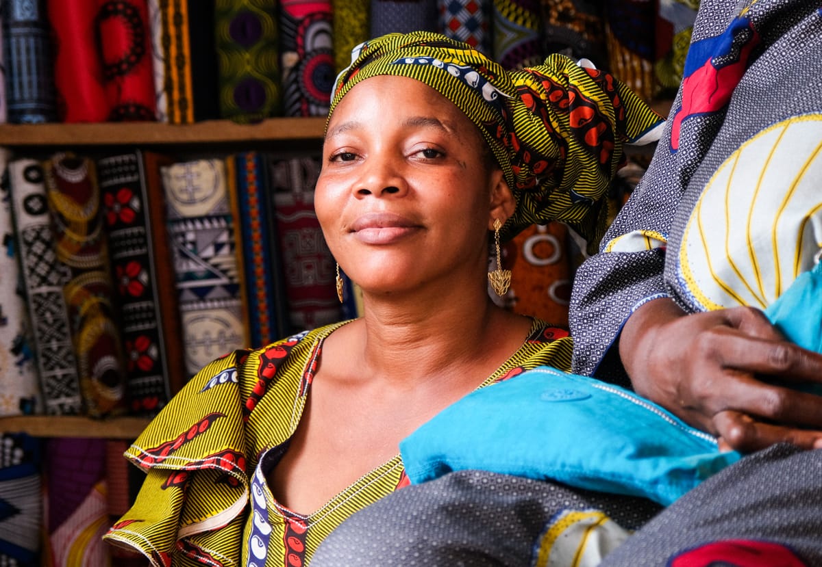 Woman in colorful clothing